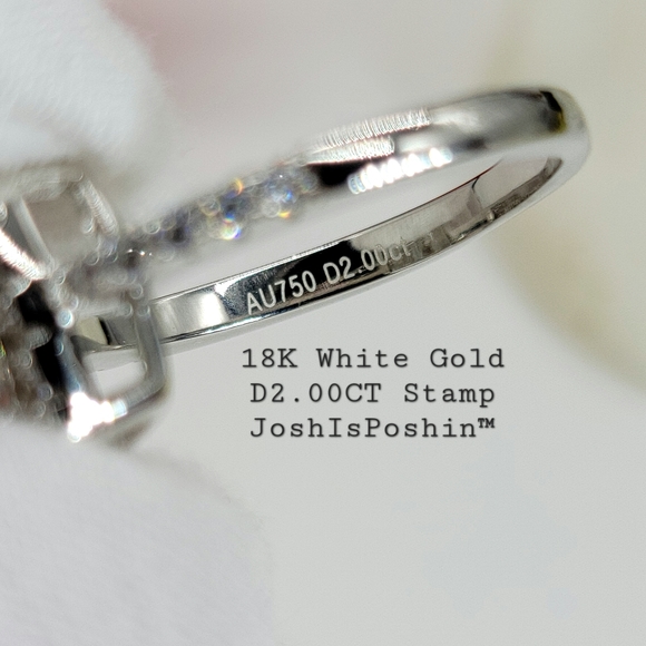 2CT. T.W. FL Moissanite cushion halo ring in sterling silver - Picture 5 of 13